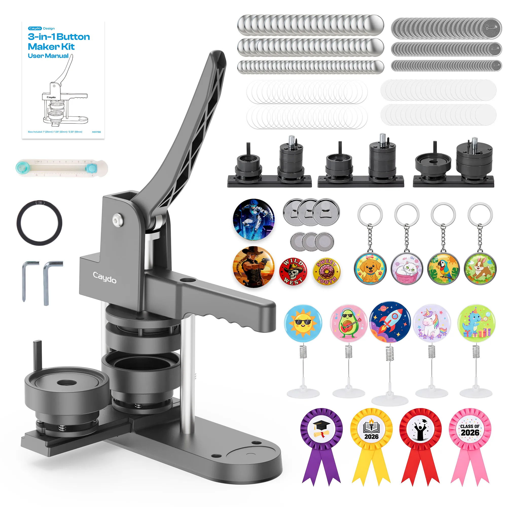 Caydo 3-in-1 Button Maker Machine Kit