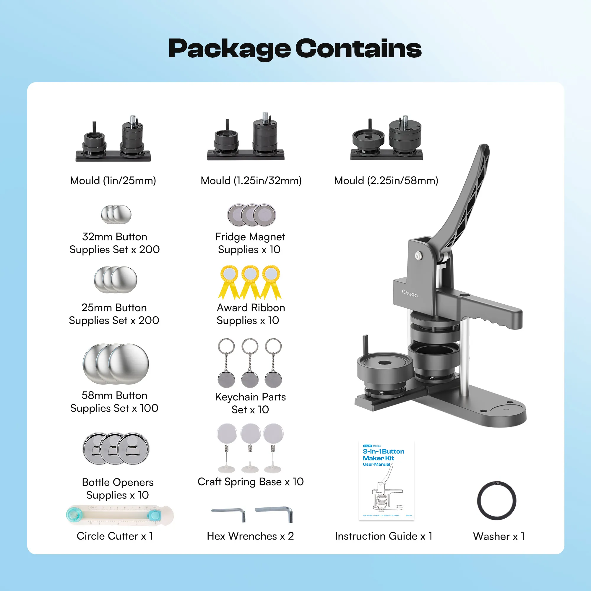Caydo 3-in-1 Button Maker Machine Kit - Image 5
