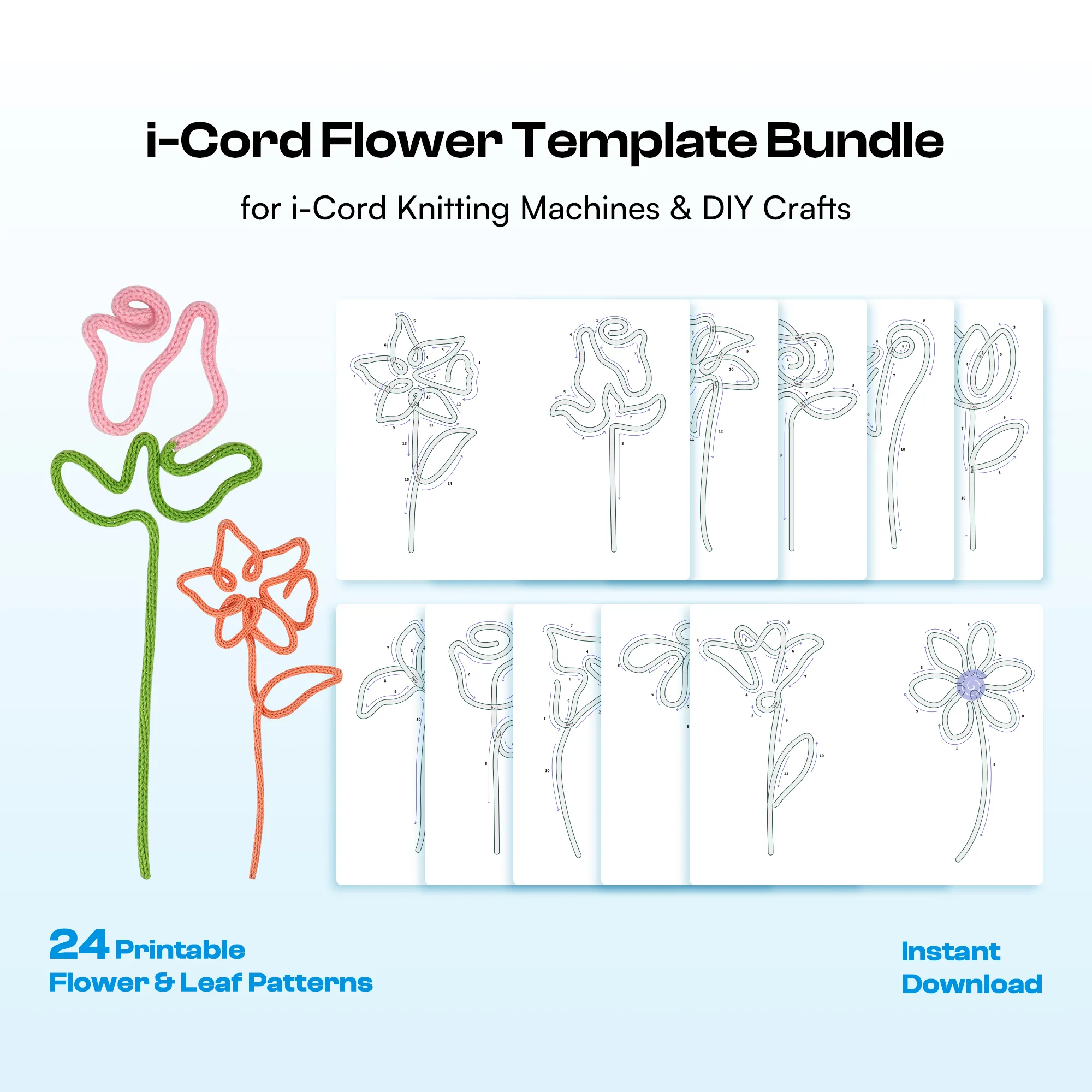 Caydo i-Cord Flower Pattern Bundle (Instant PDF Download)