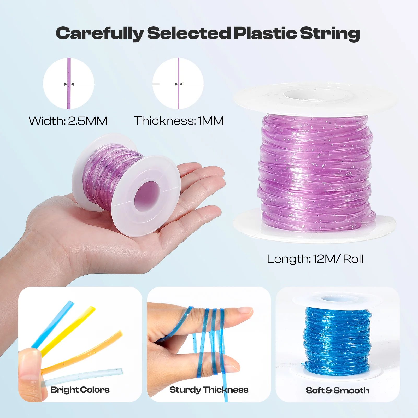 Caydo Lanyard String Kit – 24 Rolls Gimp Strings with Storage Bag & 62 Accessories for Keychains, Bracelets - Image 7