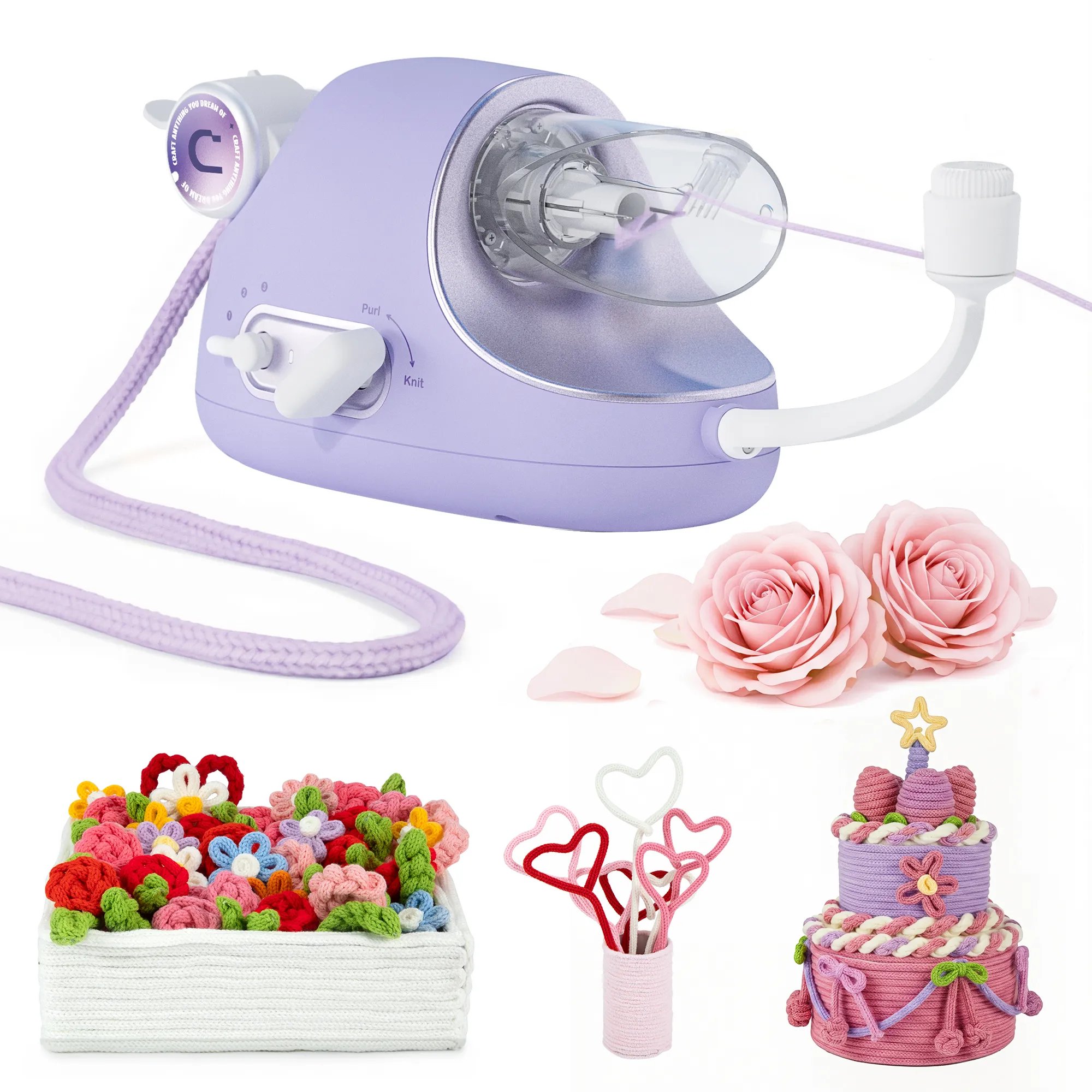 Electric i-Cord Knitting Tricotin Machine i1 Pro Lavender Purple - Image 15