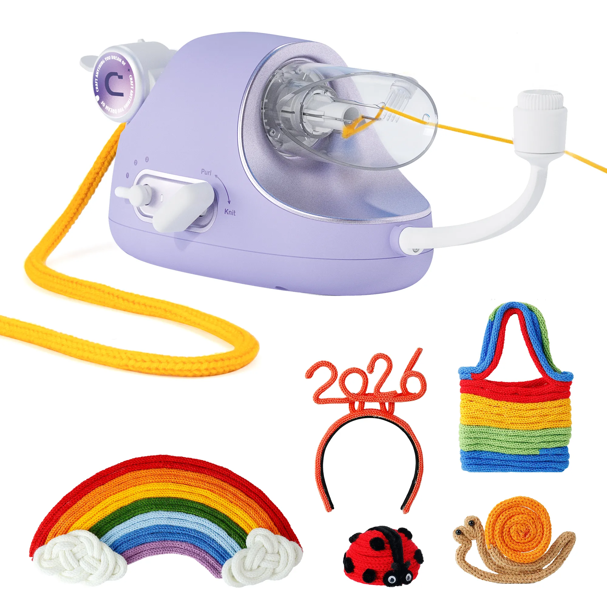 Electric i-Cord Knitting Tricotin Machine i1 Pro Lavender Purple - Image 16