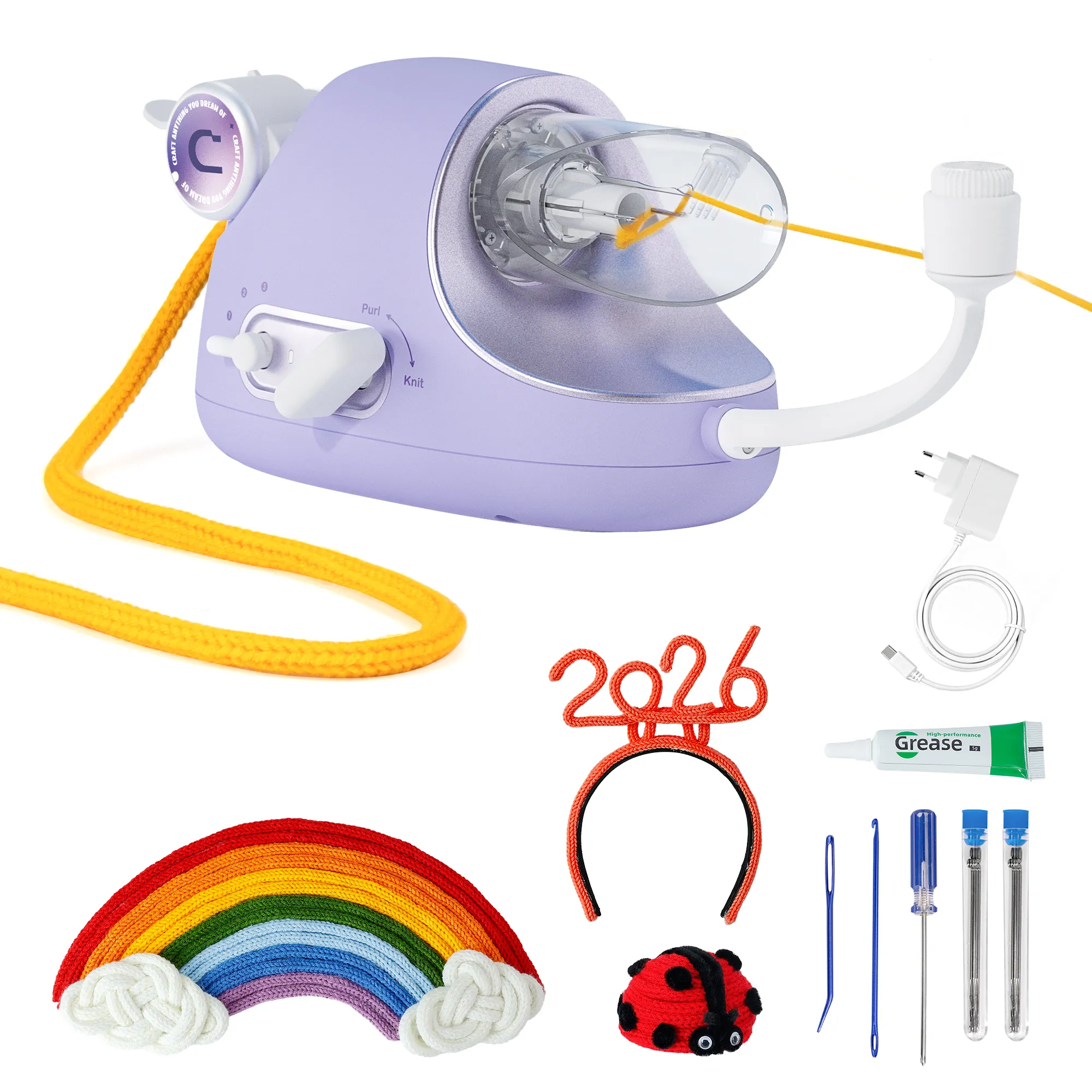 Electric i-Cord Knitting Tricotin Machine i1 Pro Lavender Purple - Image 17