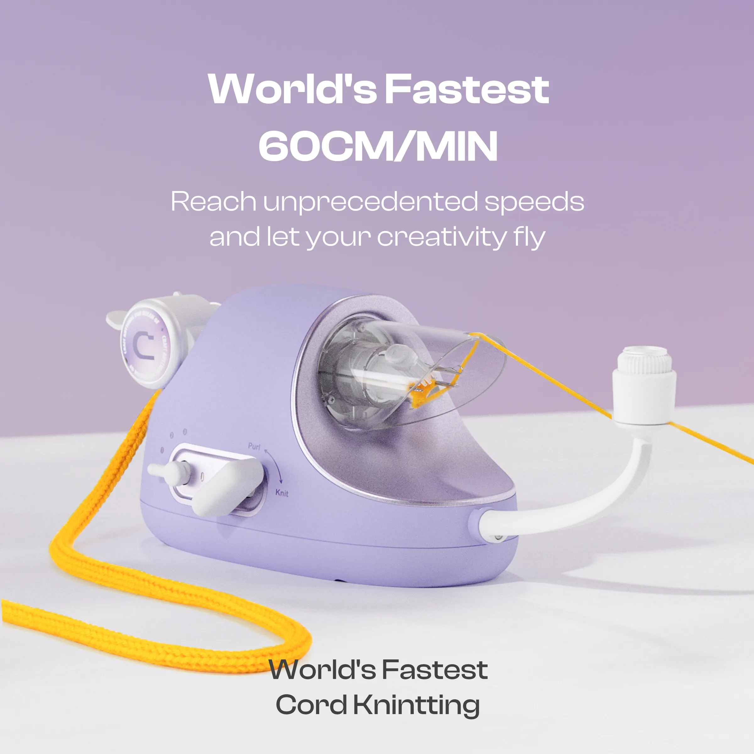 Electric i-Cord Knitting Tricotin Machine i1 Pro Lavender Purple - Image 4