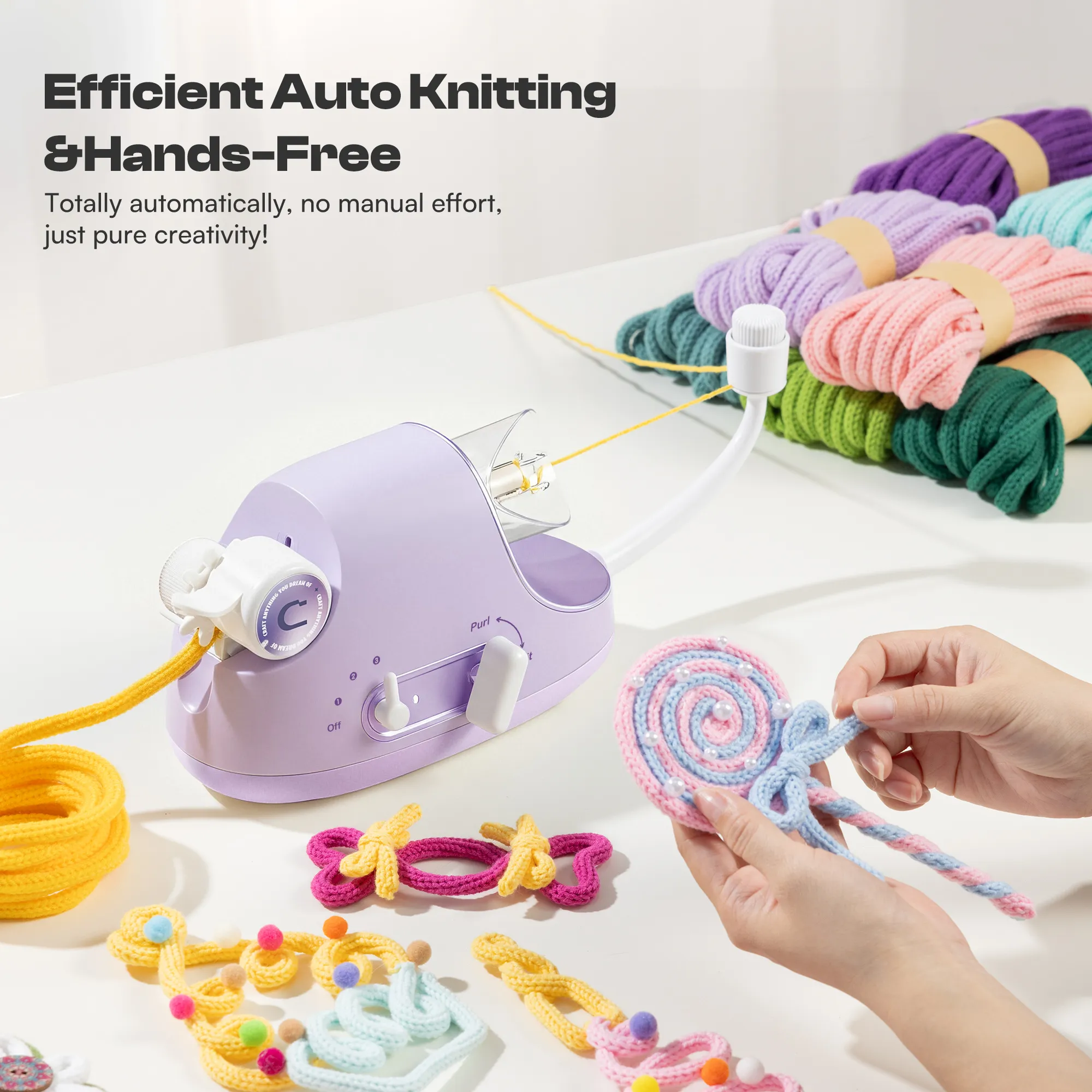 Electric i-Cord Knitting Tricotin Machine i1 Pro Lavender Purple - Image 9