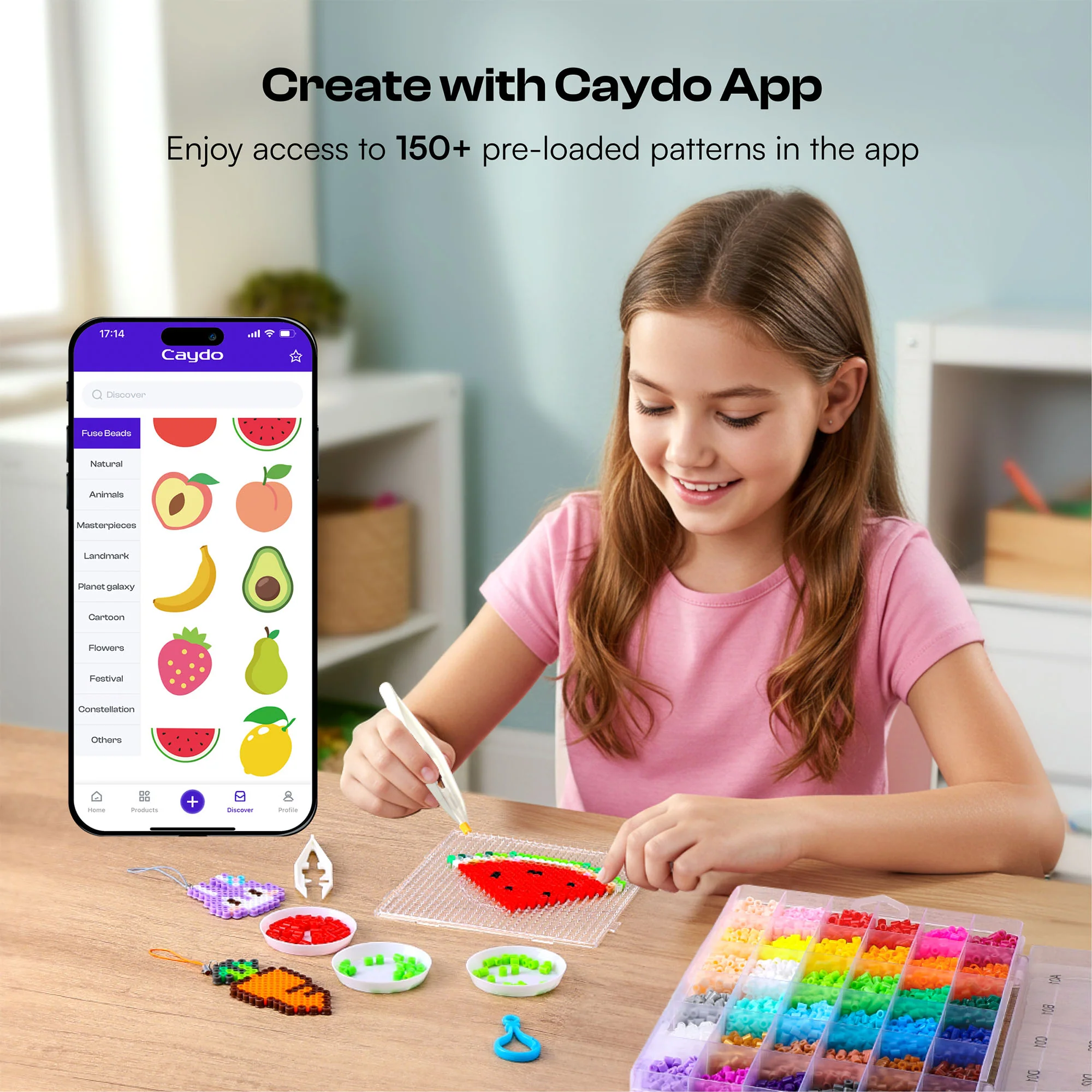 36 Colors Caydo Fuse Beads Kit with 200+ Patterns in Smart Design App - Image 13
