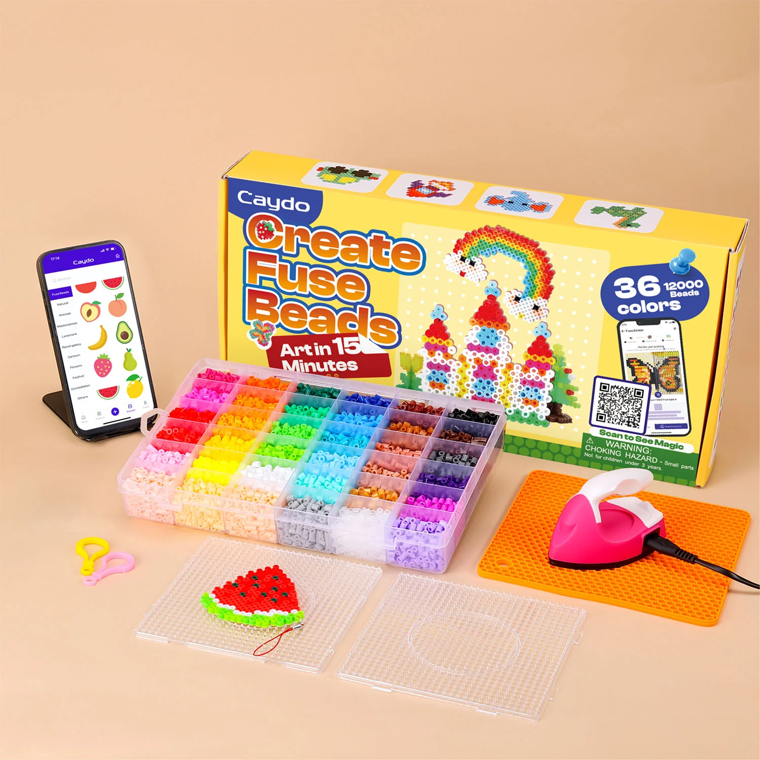 36 Colors Caydo Fuse Beads Kit with 200+ Patterns in Smart Design App - Image 3
