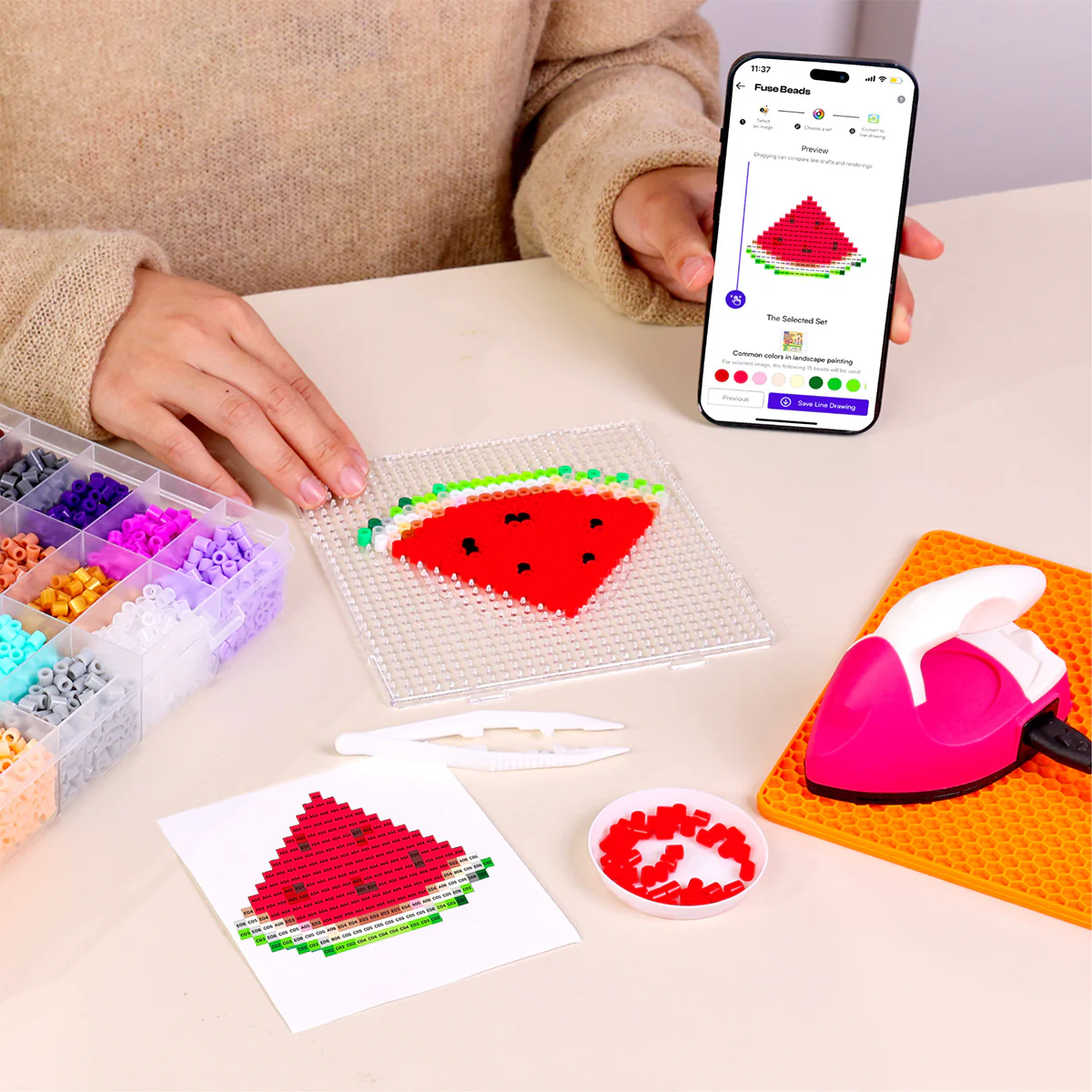 36 Colors Caydo Fuse Beads Kit with 200+ Patterns in Smart Design App - Image 4