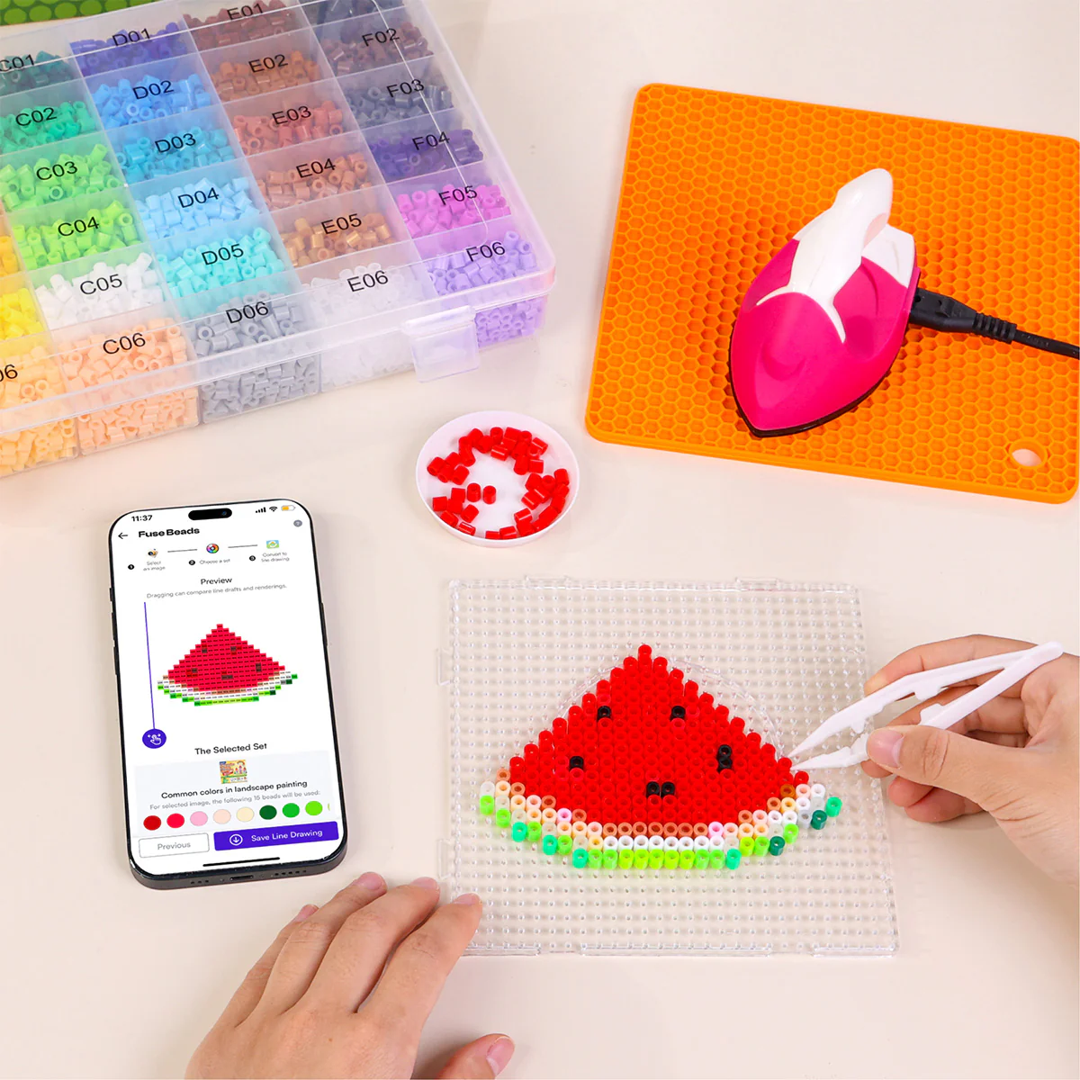 36 Colors Caydo Fuse Beads Kit with 200+ Patterns in Smart Design App - Image 5