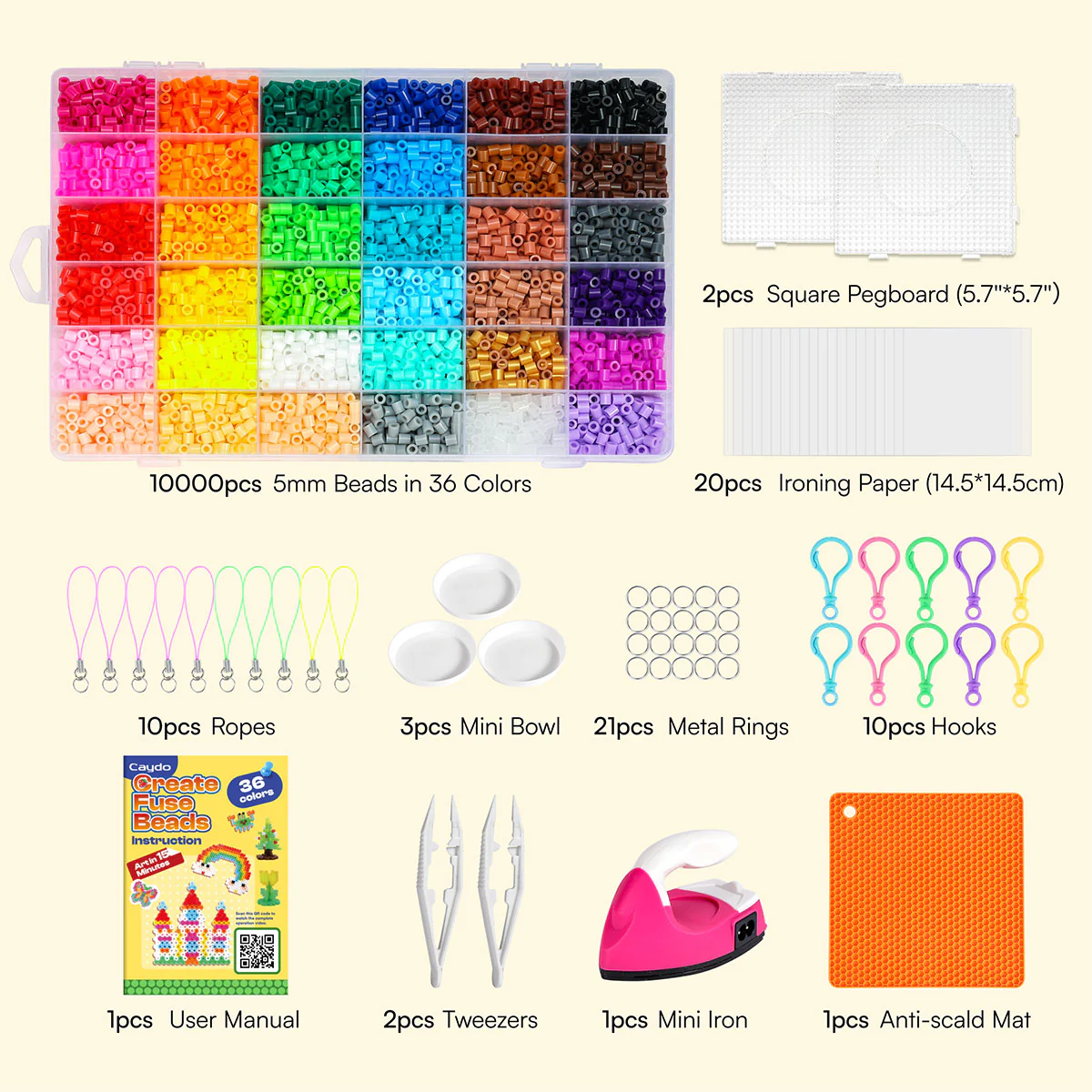 36 Colors Caydo Fuse Beads Kit with 200+ Patterns in Smart Design App - Image 6